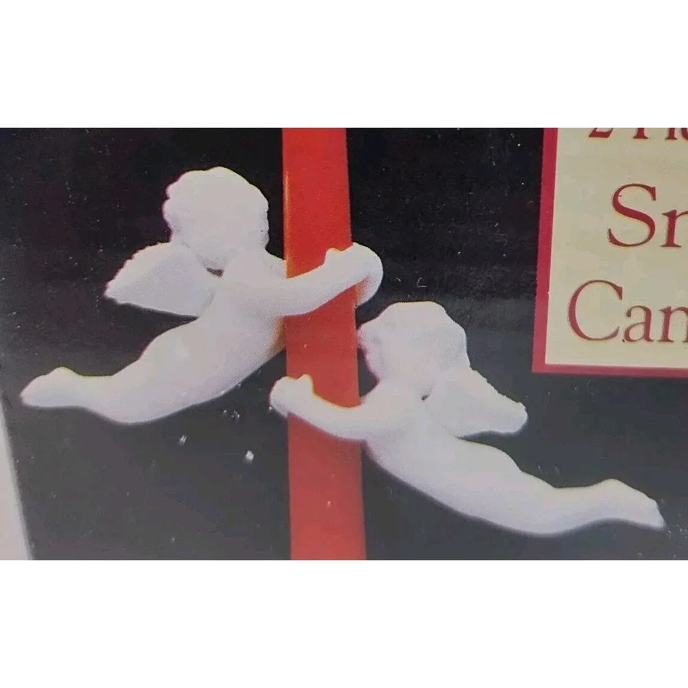 Pair Of Vintage Christmas Angel Candle‎ Climber Huggers Porcelain Set of 2 White